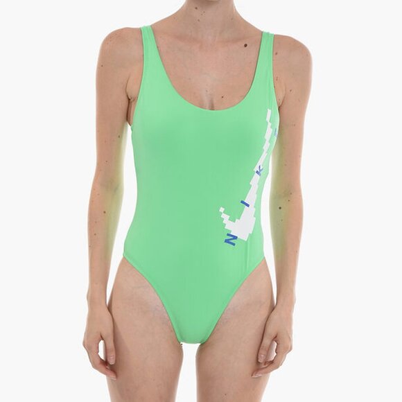 Nike Other - COPY - Nike U-Back Swimsuit Pixilated Swoosh Logo One Piece Green White Blue